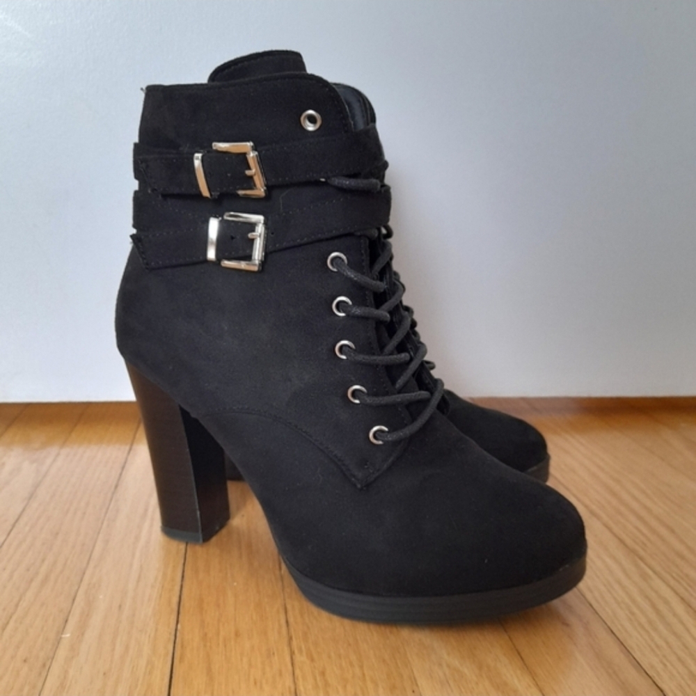 Women's Black Faux Suede Ankle Boots